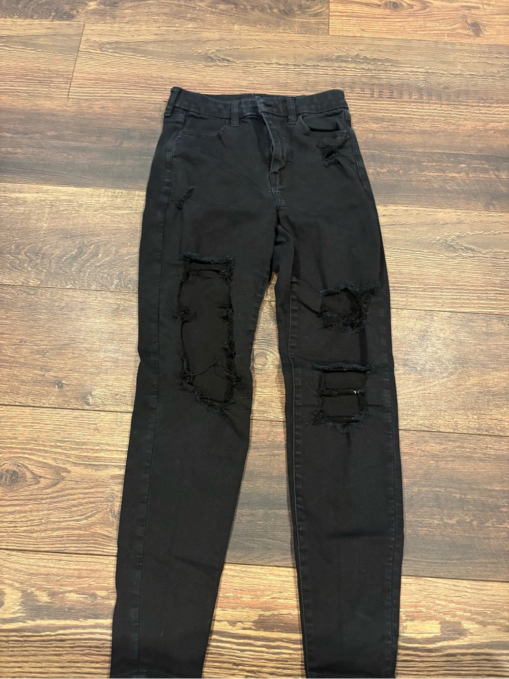 American Eagle Outfitters Black Ripped Skinny Jeans